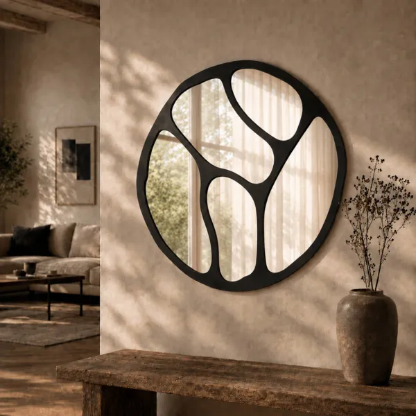 Miroir mural m�tal (D65 cm) Axe Noir