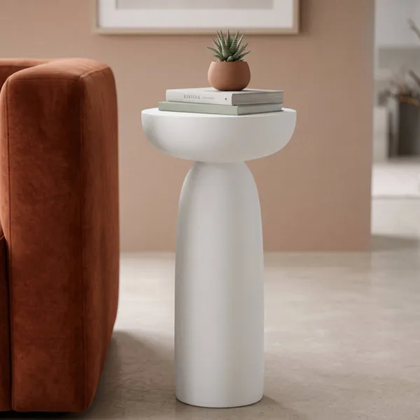 Ronde bijzettafel geoxideerd magnesium (H61,5 cm) Oros Wit