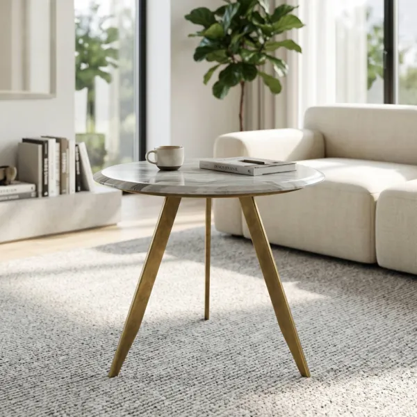 Runder Couchtisch aus Metall (H45,5 cm) Miria Gold