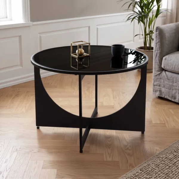 Runder Couchtisch aus Metall (H40 cm) Jude Schwarz