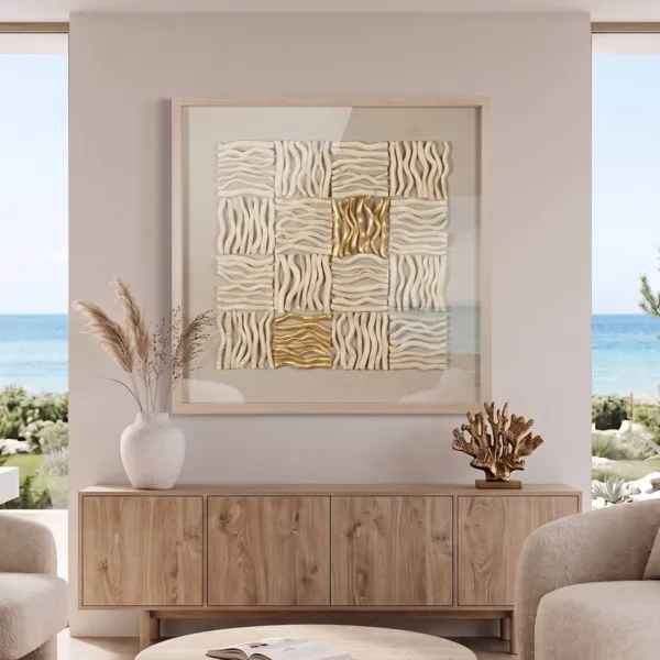 Quadro decorativo a rilievo in abete (90 x 90 cm) Deneb Oro