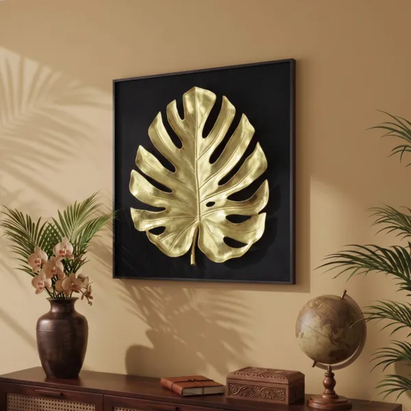 Dekoratives Reliefbild aus Harz (60 x 60 cm) Leni Gold