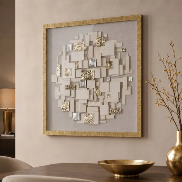 Dekoratives Reliefbild aus Papier (60 x 60 cm) Adhara Silber
