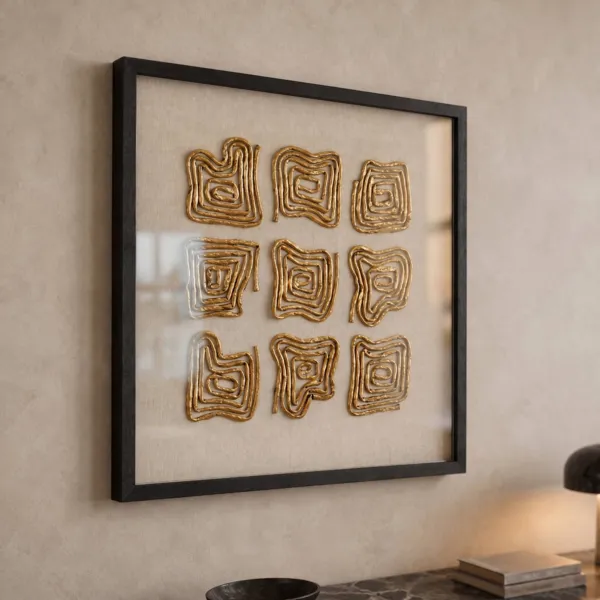 Relief-Wandbild aus Papier (60 x 60 cm) Lura Gold