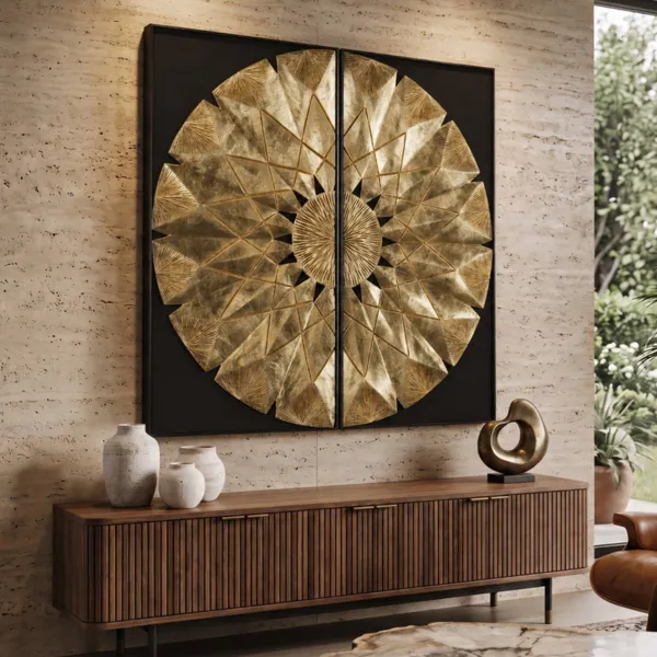 Quadro decorativo in rilievo (120 x 120 cm) Lyra Bianco