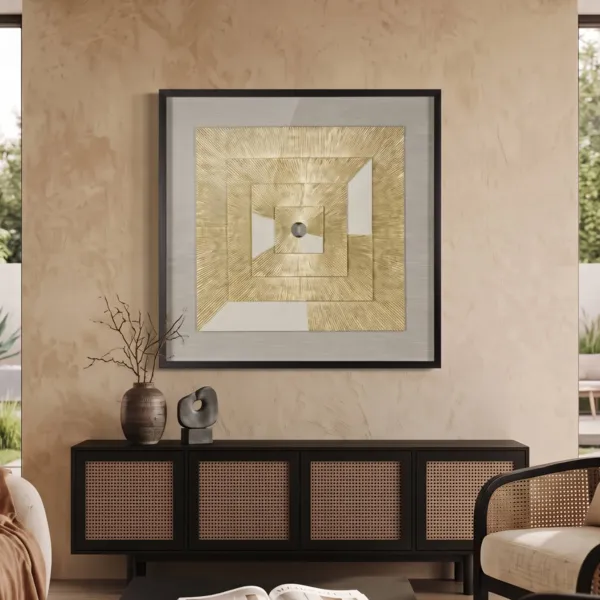 Relief-Wandbild aus Papier (90 x 90 cm) Alcor Gold
