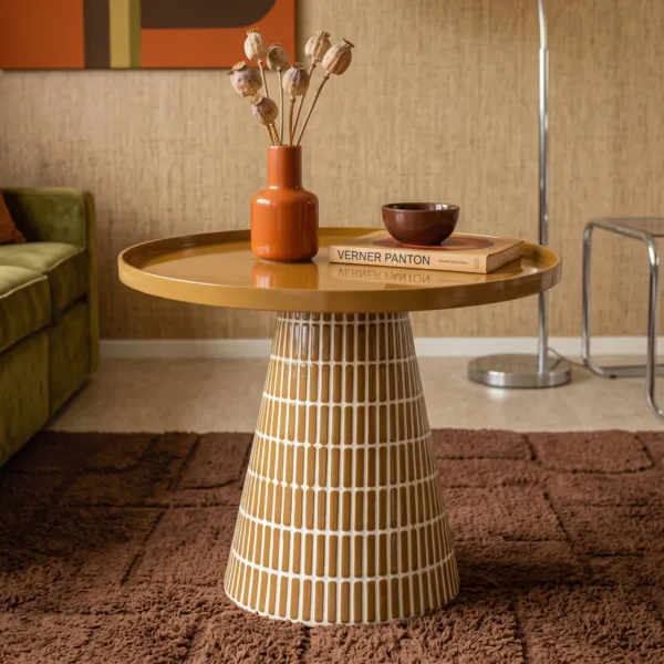 Tavolino d'appoggio rotondo in metallo (H40 cm) Conico Oro