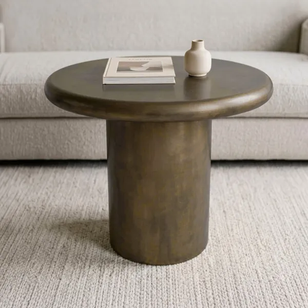 Ronde salontafel geoxideerd magnesium (H45 cm) Holm Goud