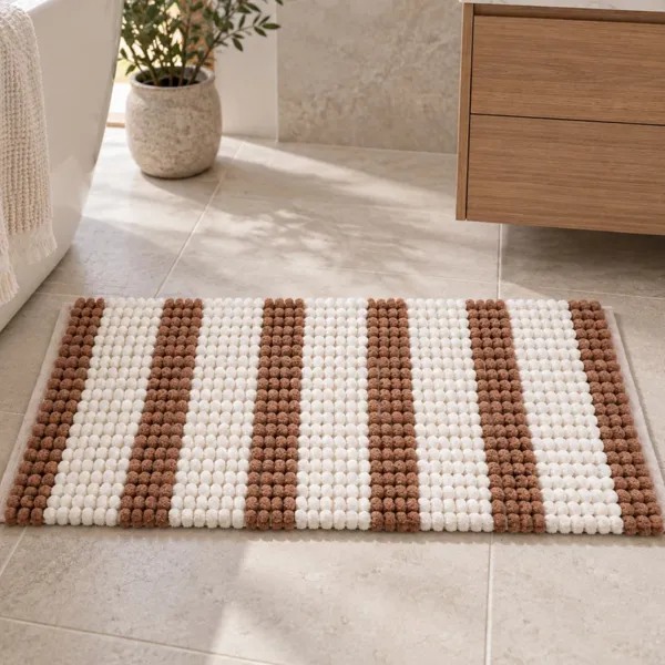 Tappeto da bagno rettangolare in cotone (45 x 90 cm) Mismo Marrone