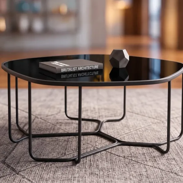 Ronde salontafel van metaal (H35 cm) Cobe Zwart