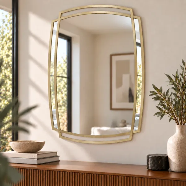Specchio da parete in metallo (H83,5 cm) Strate Oro