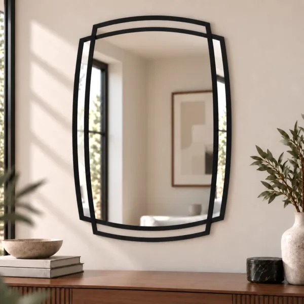 Espejo de pared de metal (Alto 70 cm) Strate Negro