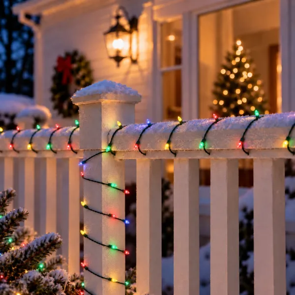 Guirlande lumineuse 19,80 m 100 LED câble vert Ampoules Vintage Multicolore