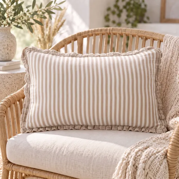Cuscino rettangolare in garza di cotone (40 x 60 cm) Ga�a a righe Corda