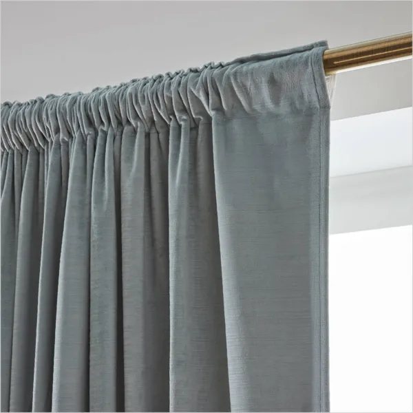 Tenda in velluto martellato con passanti nascosti (180 x 260 cm) Maela Grigio blu