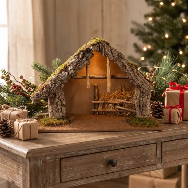 Presepe natalizio vuoto luminoso (H38 cm) Sainte-Camille