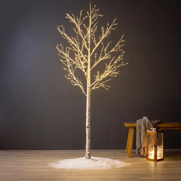 Arbre lumineux 750 LED (H220 cm) Bouleau d'hiver Blanc et blanc chaud