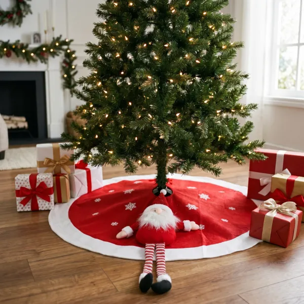 Tappeto per albero rotondo Babbo Natale