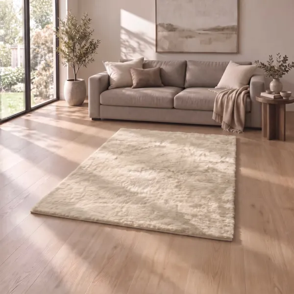 Tappeto rettangolare in ecopelliccia (140 x 200 cm) Finn Ecru