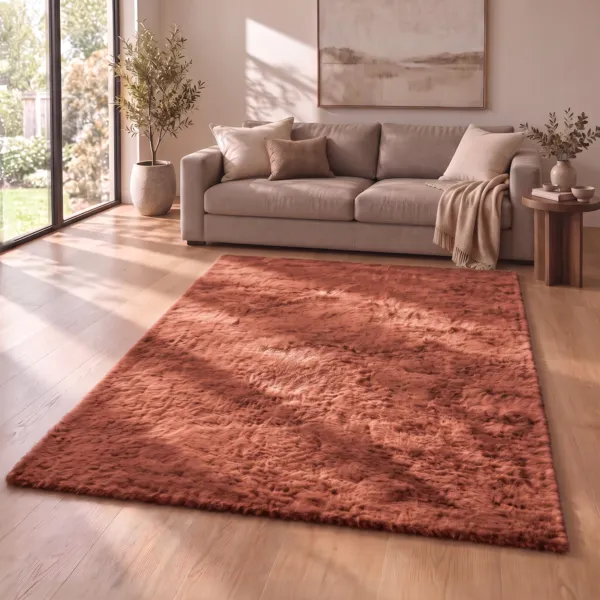 Tappeto rettangolare in ecopelliccia (160 x 230 cm) Finn Terracotta