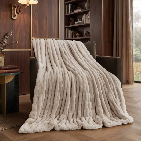 Plaid fausse fourrure (180 x 210 cm) Yari Beige