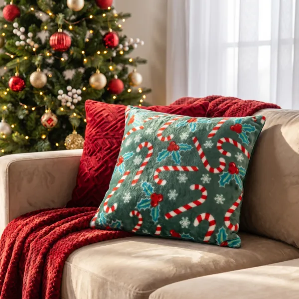 Quadratisches Weihnachts-Kissen (40 cm) Houx et sucre d'orge