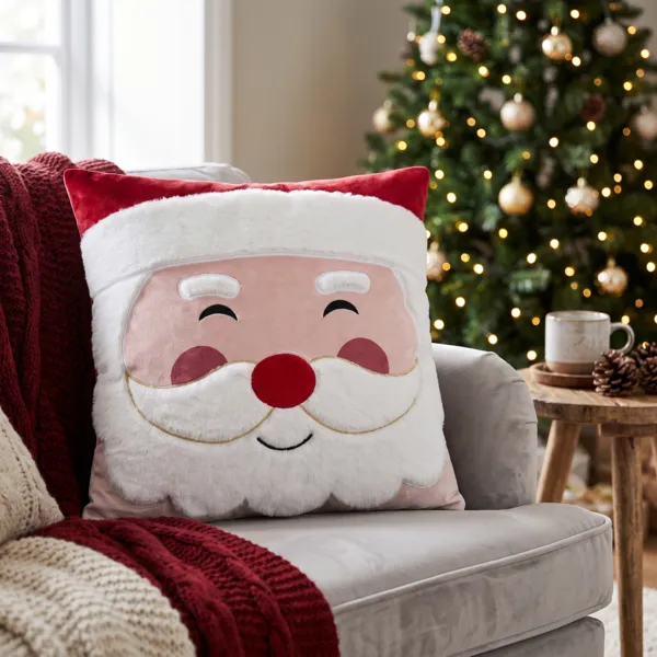 Coussin de No�l carr� (45 x 45 cm) Hohoho Joyeux No�l Rouge