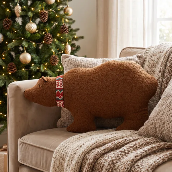 Weihnachtskissen Bouclette (65 x 37 cm) Polarb�r Braun