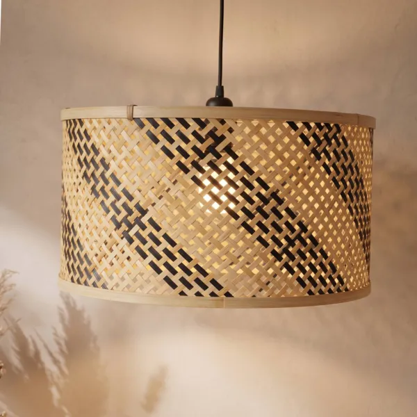 Suspension lumineuse en bambou (D50 cm) Frontera Noir et naturel
