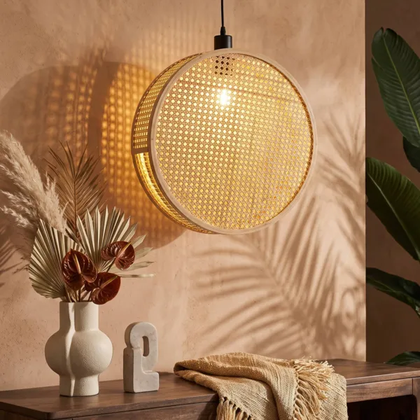 Suspension lumineuse ronde en bambou (D40 cm) Oraya Naturel