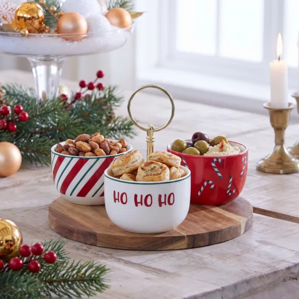 Tapas-Set mit 3 Schalen und Griff (D29 cm) Weihnachtsgeschmack