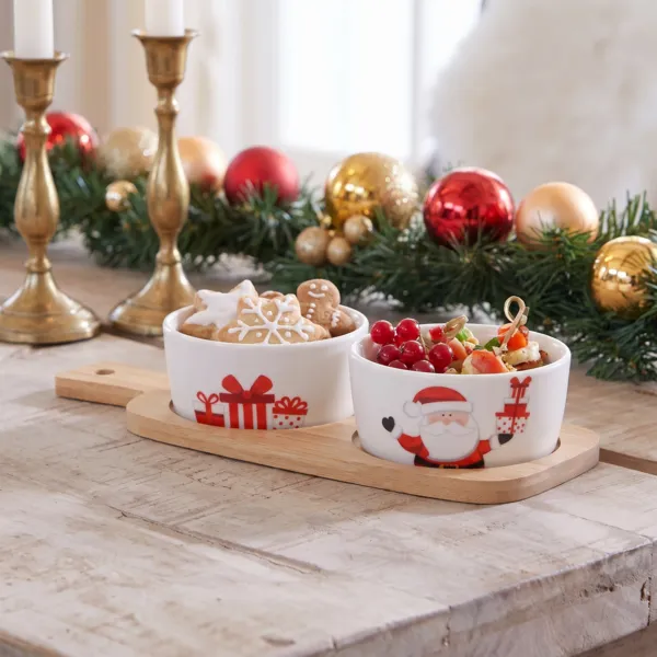 Set tapas 2 ciotole (10 x 25 cm) Babbo Natale e regali Rosso
