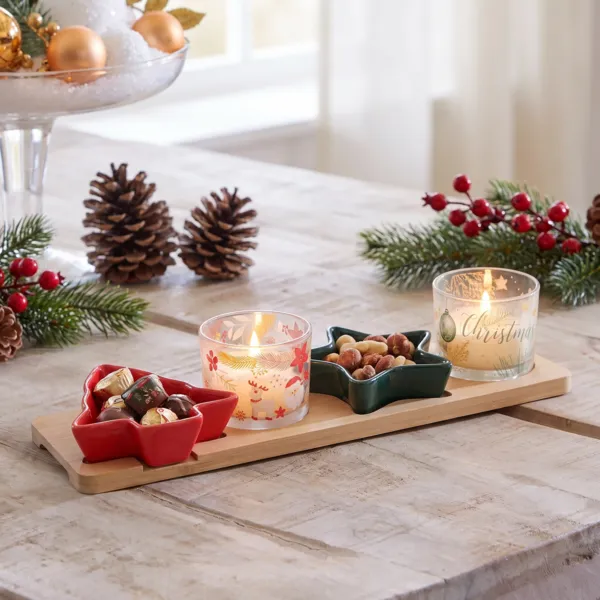 Tapas s�t, 7 dele i porcel�n (10 x 33 cm) Christmas time Flerfarvet