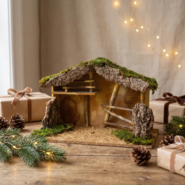 Crèche de Noël vide (Hauteur 35 cm) Sainte-Mélina