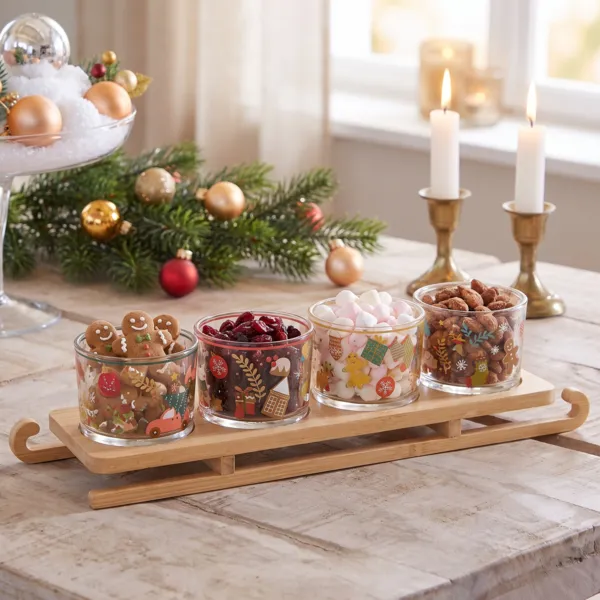 Serveringsbakke og 4 sk�le (32 x 8,5 cm) Gourmetk�lke Flerfarvet