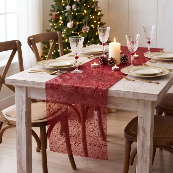 Julel�ber (200 x 38 cm) Festlige glimmer Bordeaux