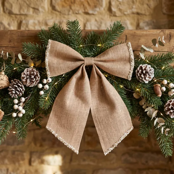 Stort juleb�nd i jute (H28 cm) Sublimissime Natur
