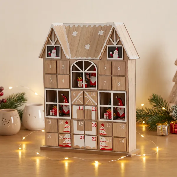 Calendario de Adviento para llenar (H37 cm) Casa de Pap� Noel Natural