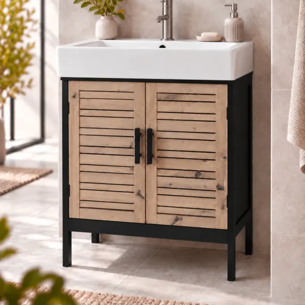 Meuble sous lavabo (60 x H70 cm) Bergen Noir