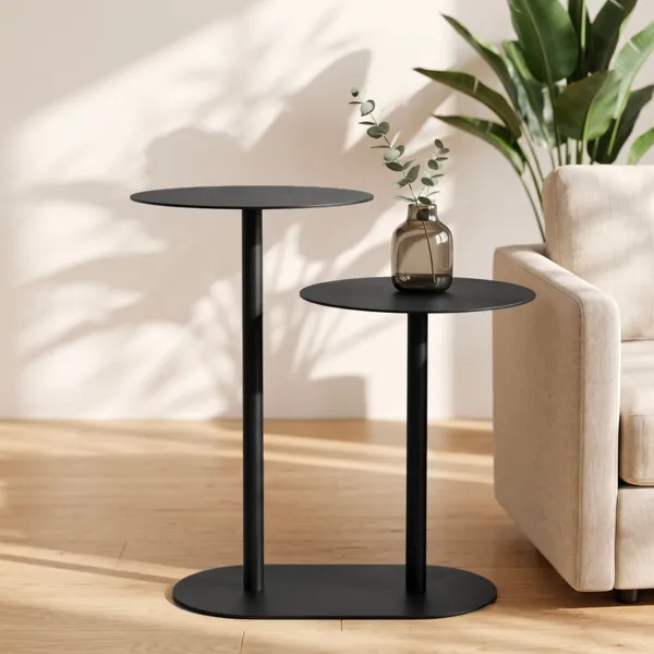 Beistelltisch Metall 2 Ebenen (H53 cm) Luga Schwarz