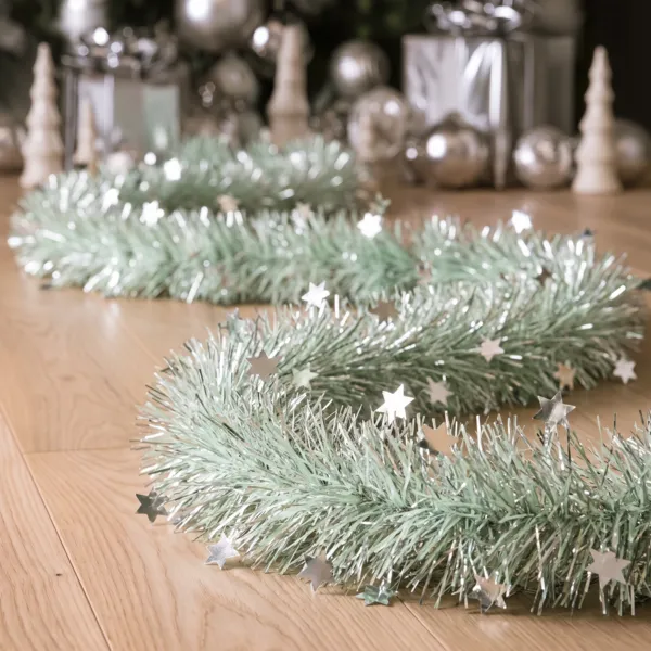 Guirnalda de Navidad (D9 cm) estrellada Alpine Menta blanca