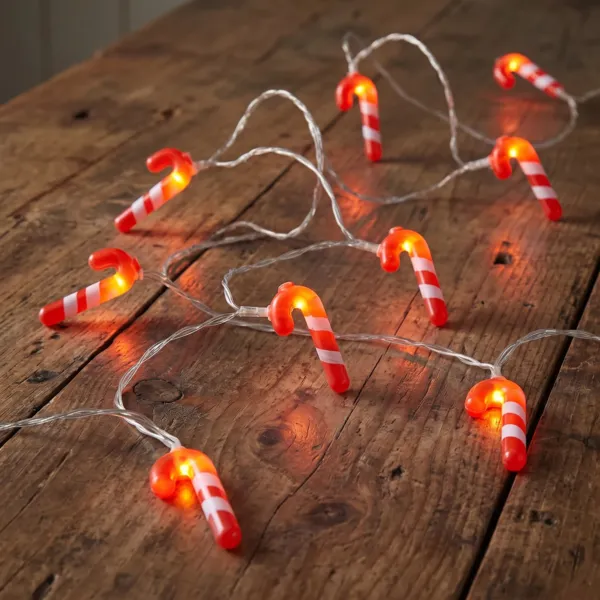 Guirlande lumineuse � piles 10 LED (1,35 m) Sucre d'orge Blanc chaud