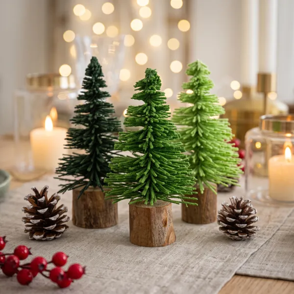 Set di 12 alberi decorativi (H7 cm) Foresta di Natale Verde