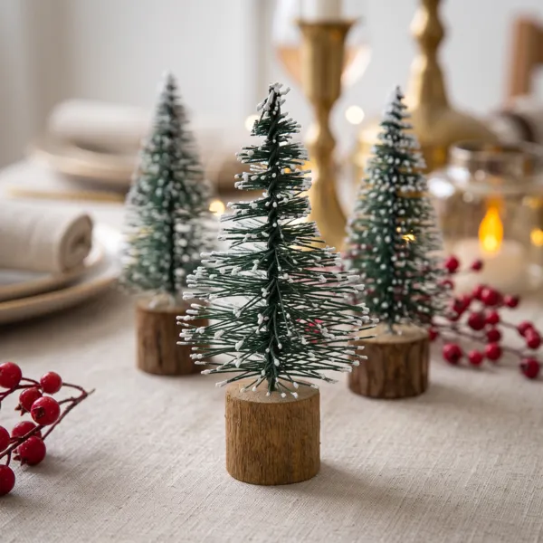 Set di 12 alberi decorativi (H8 cm) Magia dei Boschi Verde innevato