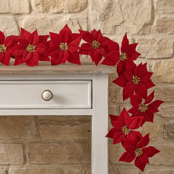 Ghirlanda di poinsettia (180 cm) Heritage Rosso