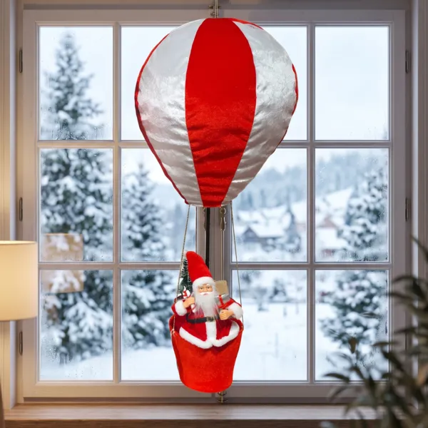 Weihnachtsmann im Hei�luftballon (H97 cm) � l'aventure Wei� und Rot