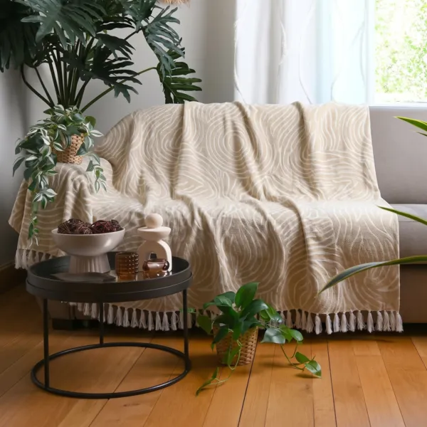 Plaid de algod�n (125 x 150 cm) Felidae Marfil
