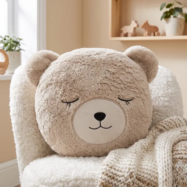 Cuscino ecopelliccia bambini (27 cm) Orsetto Beige