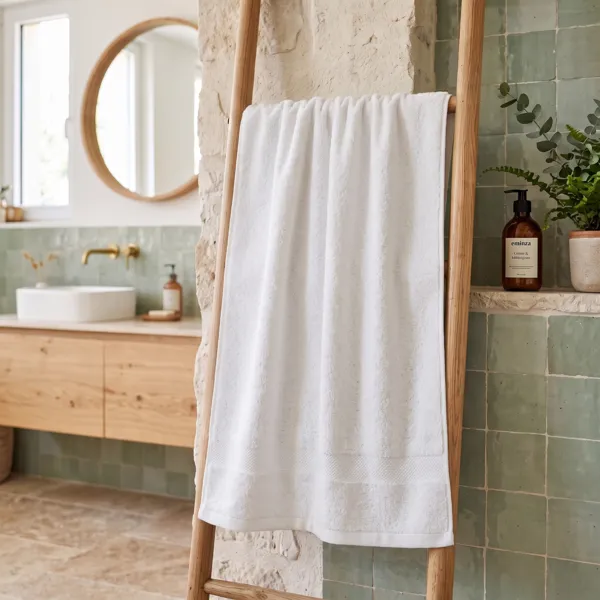 Badeh�ndkl�de i bomuld (90 x 150 cm) Timeless Hvid