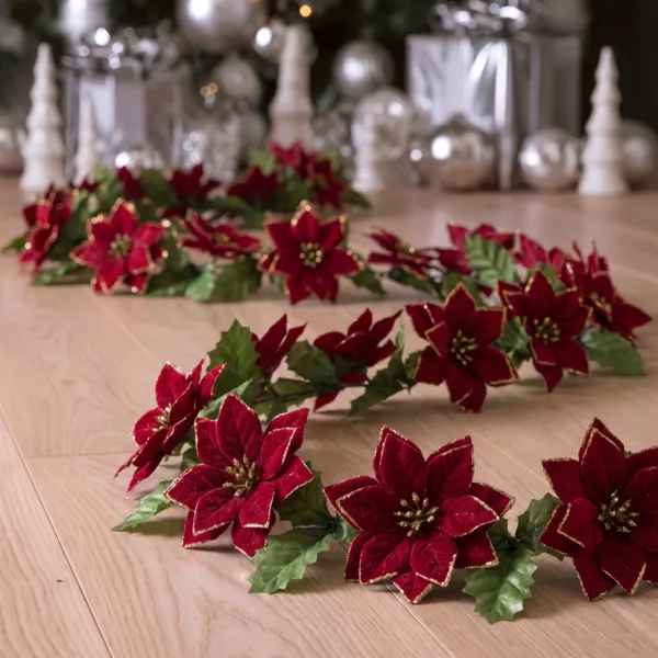 Juleguirlande (270 cm) Bordeaux Poinsettia Blomster